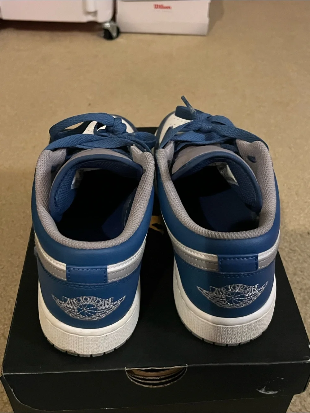 Jordan Navy and White Youth Sneakers